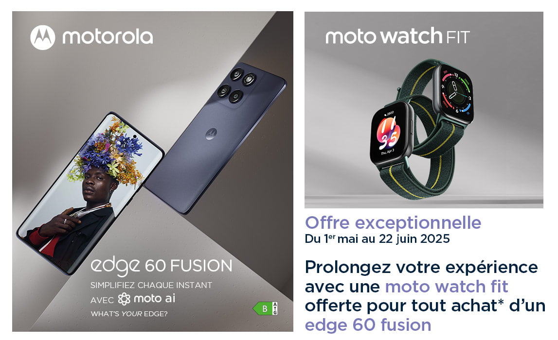 Offre exceptionnelle - Du 1er mai au 22 juin - Prolongez votre expérience avec une moto watch fit offerte pour tout achat d'un edge 60 fusion